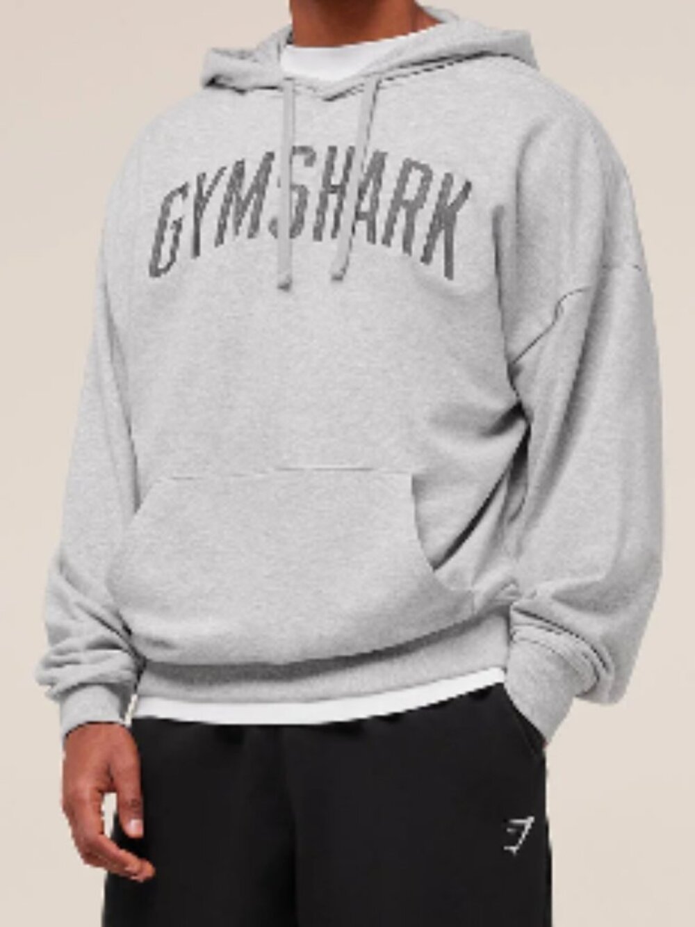 Gymshark Worn Graphic pullover Hoodie w/Kangaroo Pocket - XL in Core Light Grey